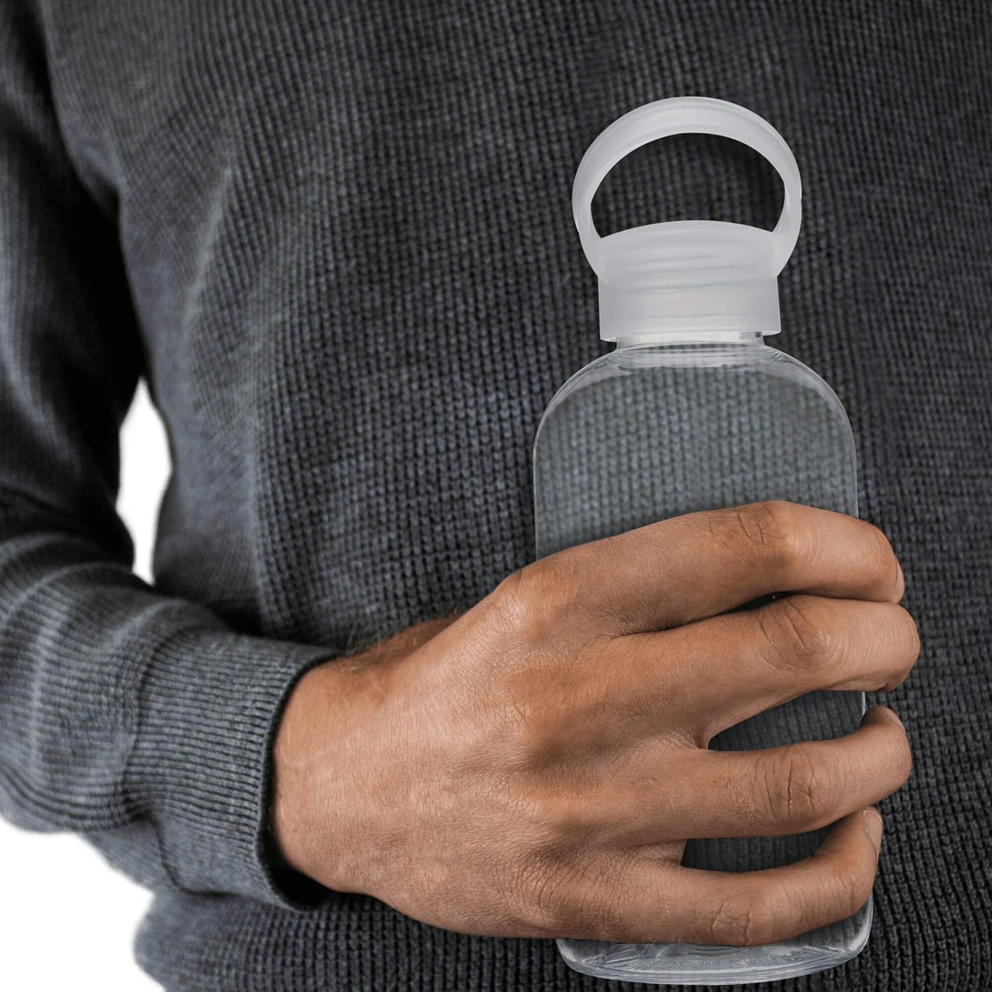 DISCOUNT PROMOS 10 Beau Water Bottles with Handle Set, 20 oz. - Flexi-Grip, Plastic, Drinkware - Clear