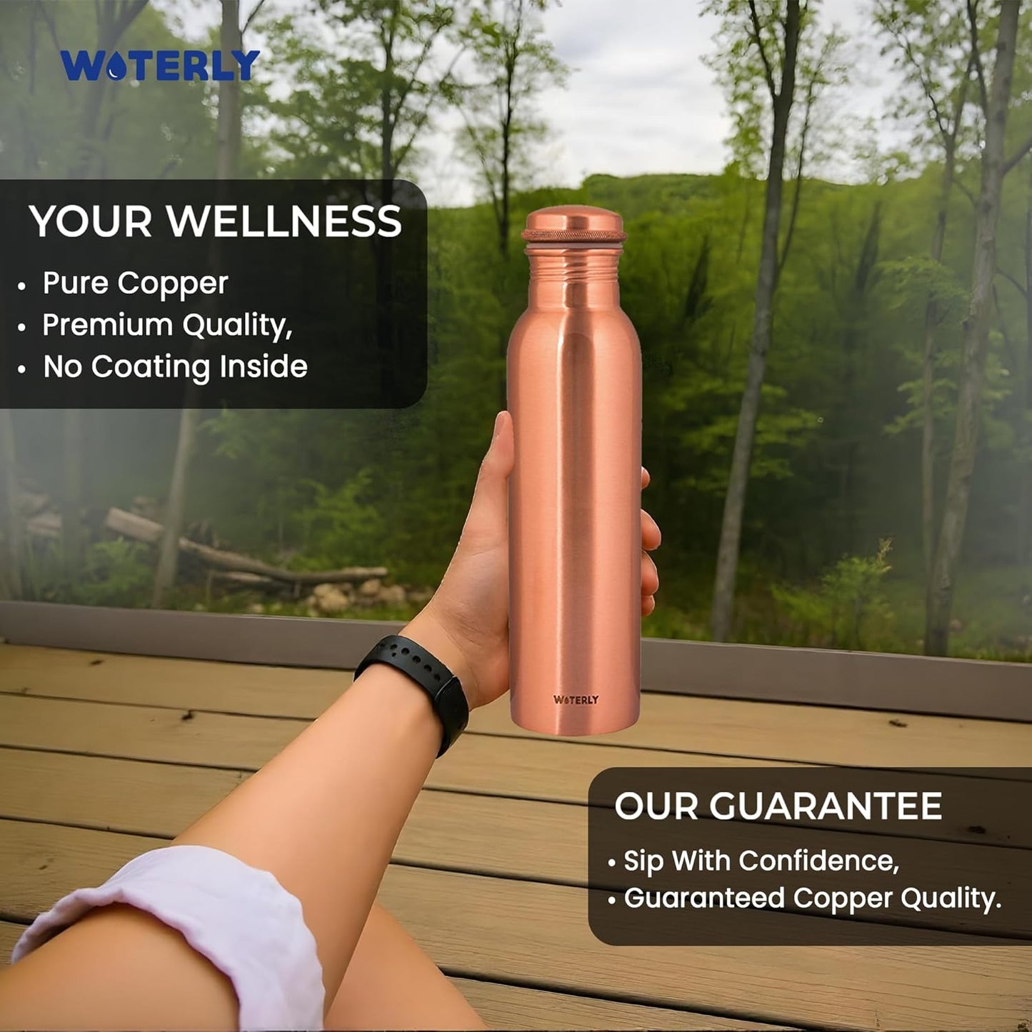 Plain Copper Water Bottle (34 Oz /1000ml) With Set Of 2 Tumbler (10 Oz/300ml Each) | Best use for Office,Gym & gifts |100% Pure Copper Material with Leak proof Quality
