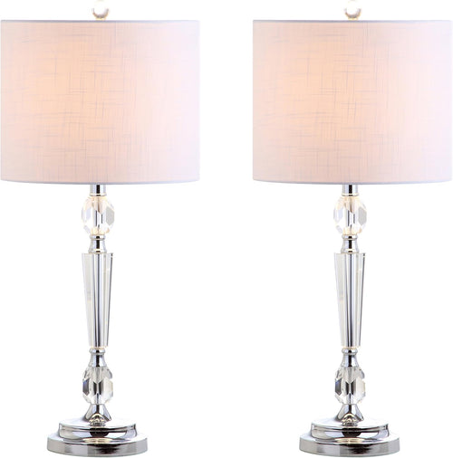 JONATHAN Y JYL2047A-SET2 Set of 2 Table Lamps Victoria 27" Crystal LED Table Lamp Modern Contemporary Bedside Desk Nightstand Lamp for Bedroom Living Room Office College Bookcase, Clear