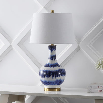 JONATHAN Y JYL3054A Tucker 30.5" Striped Ceramic/Metal LED Table Lamp Contemporary Transitional Bedside Desk Nightstand Lamp for Bedroom Living Room Office College Bookcase LED Bulb Included, Green