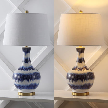 JONATHAN Y JYL3054A Tucker 30.5" Striped Ceramic/Metal LED Table Lamp Contemporary Transitional Bedside Desk Nightstand Lamp for Bedroom Living Room Office College Bookcase LED Bulb Included, Green