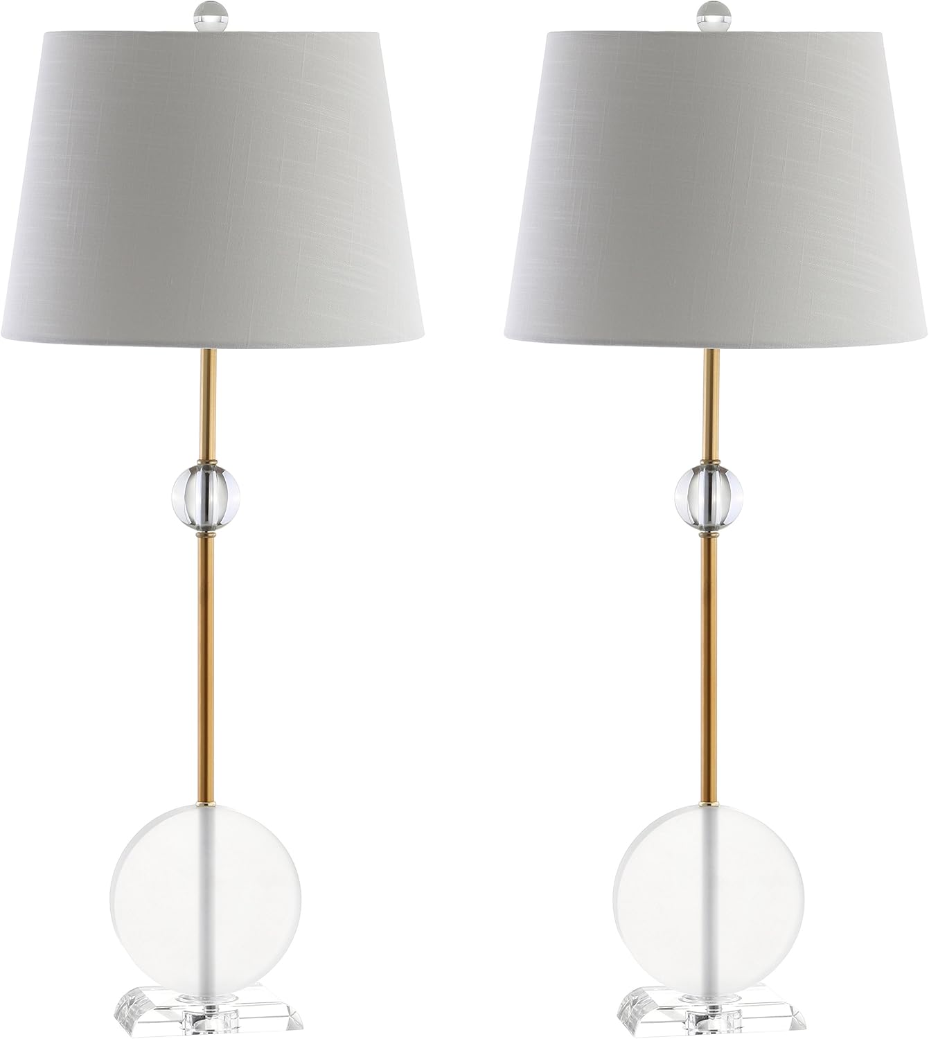 JONATHAN Y JYL5029A-SET2 Set of 2 Table Lamps Spencer 34" Crystal/Metal LED Table Lamp Modern Contemporary Bedside Desk Nightstand Lamp for Bedroom Living Room, Clear/Brass Gold