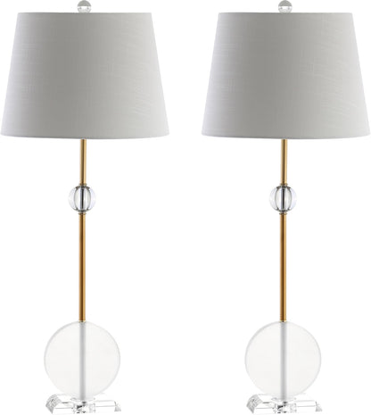 JONATHAN Y JYL5029A-SET2 Set of 2 Table Lamps Spencer 34" Crystal/Metal LED Table Lamp Modern Contemporary Bedside Desk Nightstand Lamp for Bedroom Living Room, Clear/Brass Gold