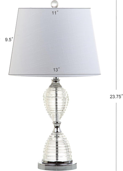 JONATHAN Y JYL2045A-SET2 Set of 2 Table Lamps Aubrey 24" Crystal LED Table Lamp Glam Contemporary Bedside Desk Nightstand Lamp for Bedroom Living Room Office College Bookcase, Clear