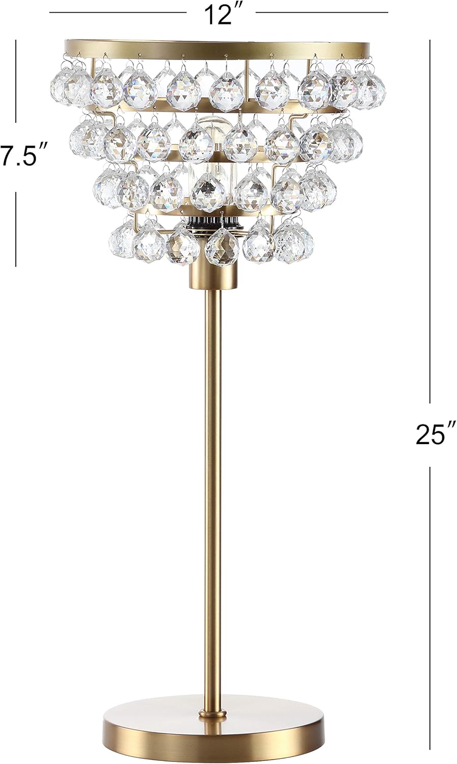 JONATHAN Y JYL9004A Buckingham 25" Crystal/Metal Table Lamp Modern Contemporary Bedside Desk Nightstand Lamp for Bedroom Living Room Office College Bookcase, Bronze