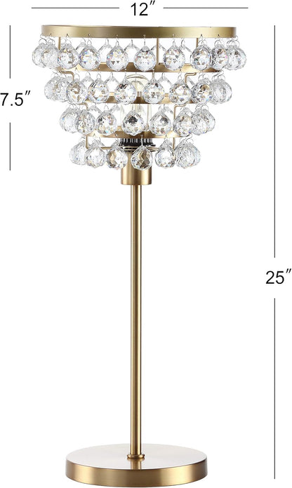 JONATHAN Y JYL9004A Buckingham 25" Crystal/Metal Table Lamp Modern Contemporary Bedside Desk Nightstand Lamp for Bedroom Living Room Office College Bookcase, Bronze