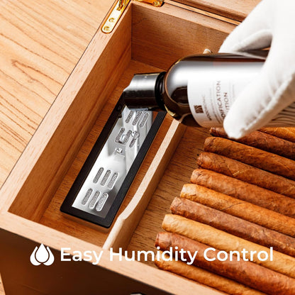 Woodronic Monogrammed Cigar Humidor, Custom Cigar Case with Hygrometer and Humidifier, Spanish Cedar Lining and Divider, Cigar Accessories, Customized Gift for Men, Holds 25 Cigars