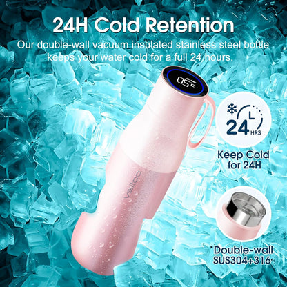 VSITOO Self-Cleaning Smart Water Bottle (pink, 15 Ounce)