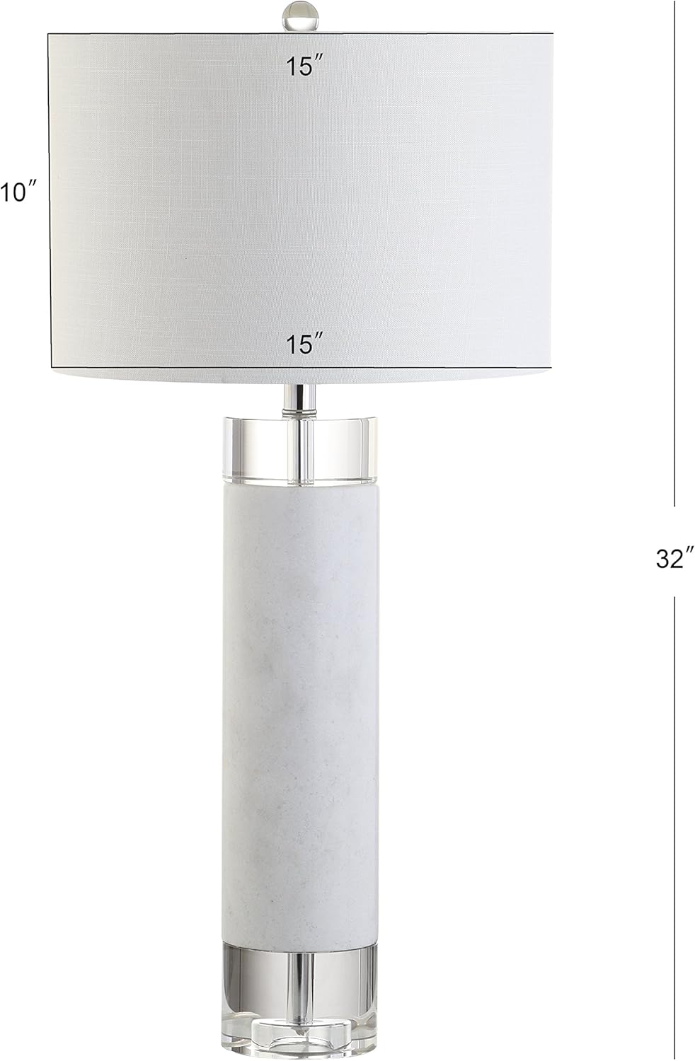 JONATHAN Y JYL5000A Hunter 32" Marble/Crystal LED Table Lamp Contemporary Transitional Bedside Desk Nightstand Lamp for Bedroom Living Room Office College Bookcase LED Bulb Included, White/Clear