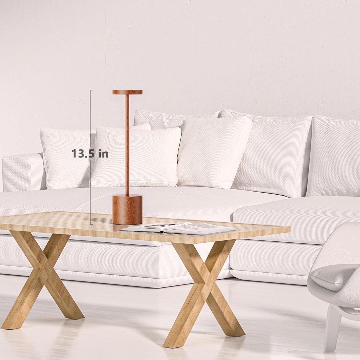 13.5-inch Wireless Charging LED Desk Lamp 2-Pack, 3-Level Lighting, Dimmable, Suitable for Reading/Dining/Studying Suitable for bedrooms, Living Rooms, Offices, Book(Wood Color (Set of 2))