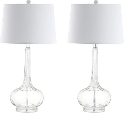 JONATHAN Y JYL1079B-SET2 Set of 2 Table Lamps Bette 28.5" Glass Teardrop LED Table Lamp Contemporary Bedside Desk Nightstand Lamp for Bedroom Living Room Office College Bookcase, Aqua