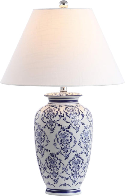 JONATHAN Y JYL8023A Juliana 26.25" Chinoiserie Ceramic LED Table Lamp Traditional Bedside Desk Nightstand Lamp for Bedroom Living Room Office College Bookcase LED Bulb Included, Blue/White