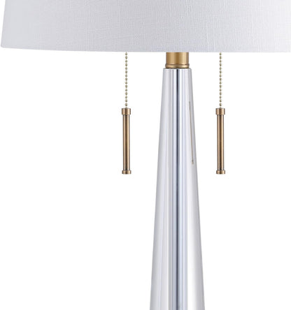 JONATHAN Y JYL2018A Zoe 29.5" 2-Light Crystal LED Table Lamp Contemporary Glam Modern Bedside Desk Nightstand Lamp for Bedroom Living Room Office College Bookcase LED Bulbs Included, Clear/Brass Gold