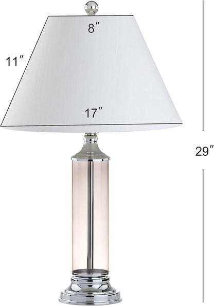 JONATHAN Y JYL4014B-SET2 Set of 2 Table Lamps Astor 29" Glass LED Table Lamp Contemporary Bedside Desk Nightstand Lamp for Bedroom Living Room Office College Bookcase, Smoked Gray