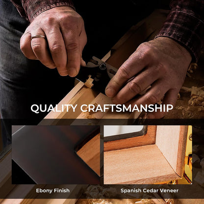 Woodronic Monogrammed Cigar Humidor, Custom Cigar Case with Hygrometer and Humidifier, Spanish Cedar Lining and Divider, Cigar Accessories, Customized Gift for Men, Holds 25 Cigars