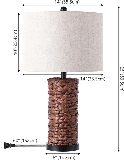 JONATHAN Y JYL6502A-SET2 Set of 2 Table Lamps Elicia 25" Sea Grass LED Coastal for Bedroom, Living Room, Office, College Dorm, Coffee Table, Bookcase