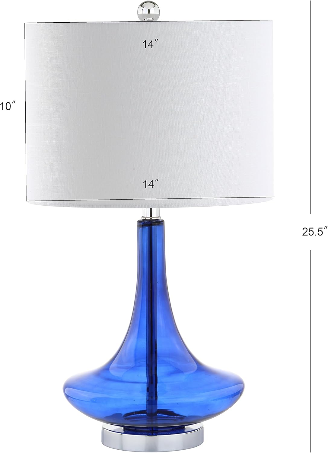 JONATHAN Y JYL1081C-SET2 Set of 2 Table Lamps Cecile 25.5" Glass Teardrop LED Table Lamp Contemporary Bedside Desk Nightstand Lamp for Bedroom Living Room Office College Bookcase, Clear