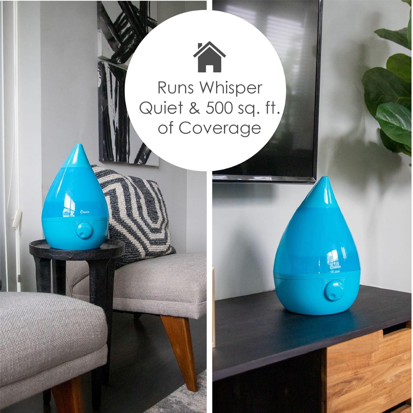 Crane Ultrasonic Cool Mist Humidifier for Bedroom, Baby Nursery, Kids Room, Plants, or Office, Large 1 Gallon Tank, Filter Optional, Orange