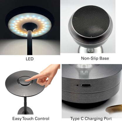 Cordless Table Lamps Rechargeable, Portable Battery Operated Lamp, Stepless Dimming LED Table Light with Memory Function, for Outdoor/Dinner/Patio/Restaurant, (Gold 4 Pack)