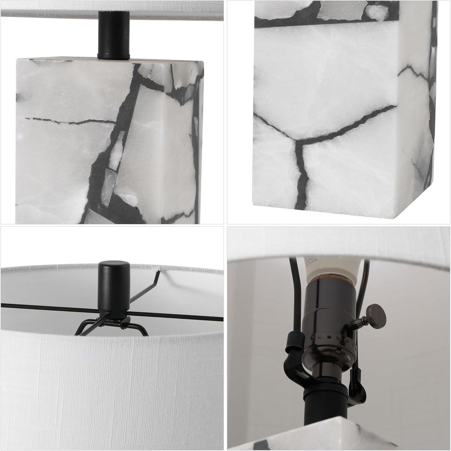 JONATHAN Y JYL6201A Elizabeth 27.5" Alabaster LED Table Lamp Coastal Contemporary Bedside Desk Nightstand Lamp for Bedroom Living Room Office College Bookcase LED Bulb Included, White/Gold Leaf