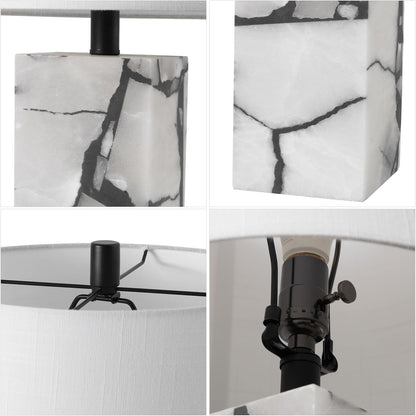 JONATHAN Y JYL6201A Elizabeth 27.5" Alabaster LED Table Lamp Coastal Contemporary Bedside Desk Nightstand Lamp for Bedroom Living Room Office College Bookcase LED Bulb Included, White/Gold Leaf