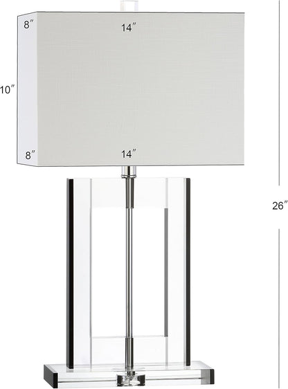 JONATHAN Y JYL2015A Parish 26" Crystal LED Table Lamp Modern Contemporary Glam Bedside Desk Nightstand Lamp for Bedroom Living Room Office College Bookcase LED Bulb Included, Clear/Black