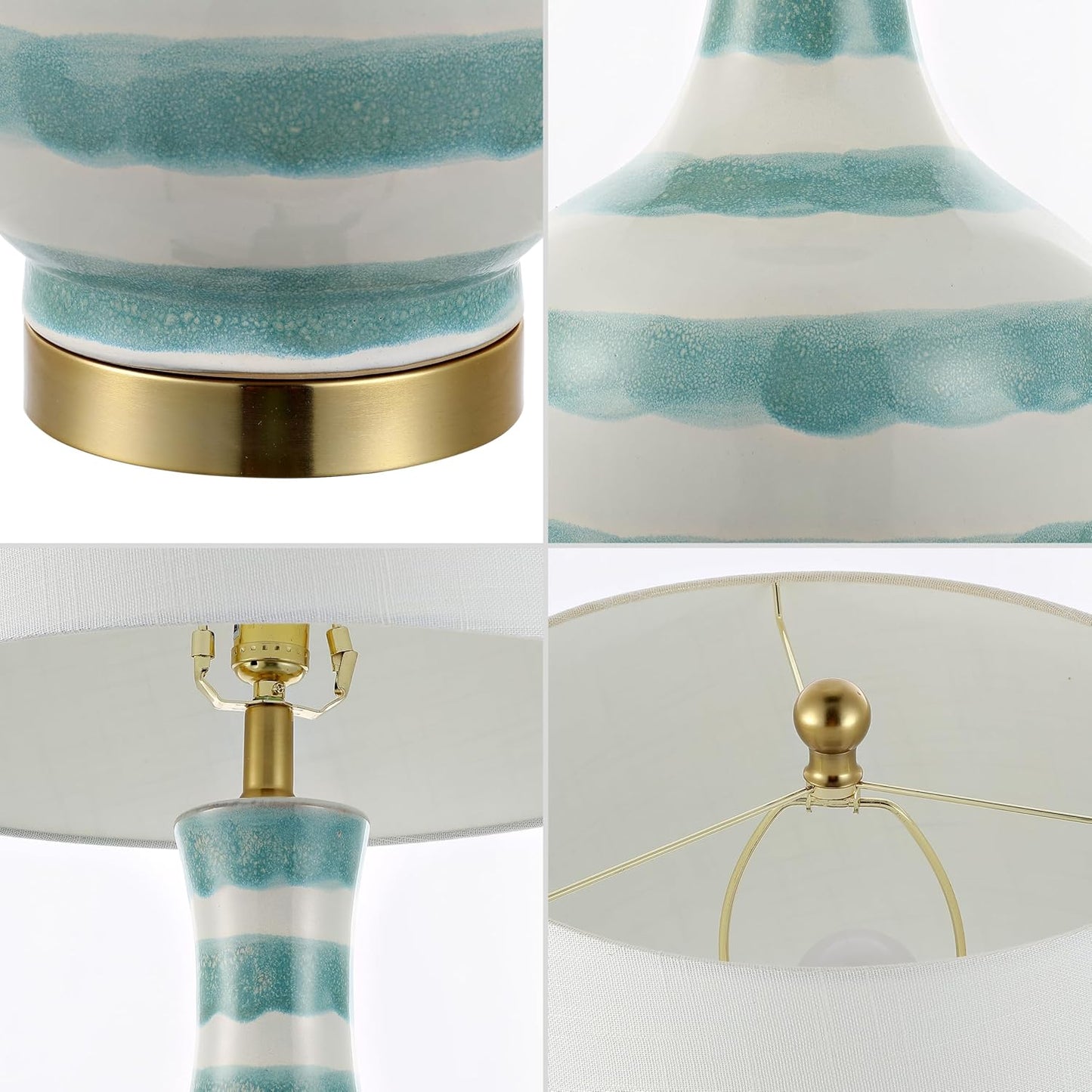 JONATHAN Y JYL3054A Tucker 30.5" Striped Ceramic/Metal LED Table Lamp Contemporary Transitional Bedside Desk Nightstand Lamp for Bedroom Living Room Office College Bookcase LED Bulb Included, Green