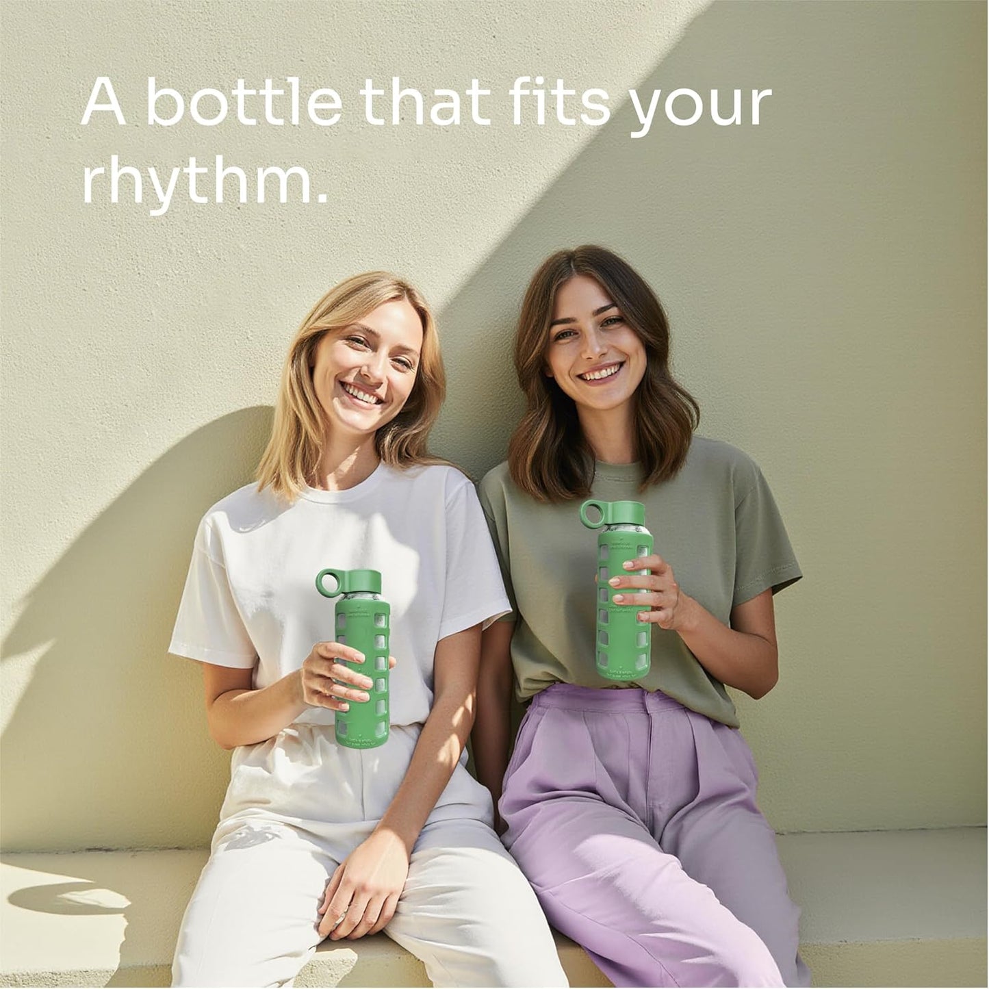 purifyou 40oz / 32oz / 22oz / 12oz Borosilicate Glass Water Bottle with Time & Volume Markers, Silicone Sleeve, Stainless Steel Lid | Reusable Glass Bottle for Water & Juice (40oz Jet Black)