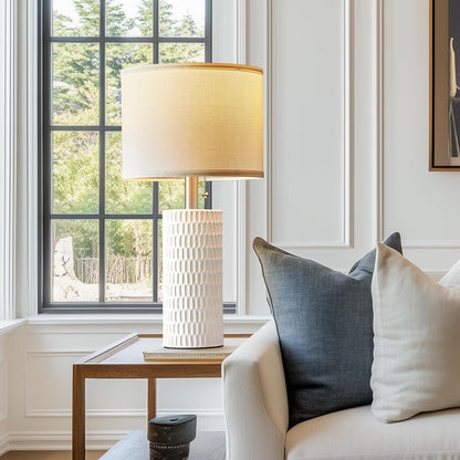 20 Inch Modern Ceramic Table Lamp 2 Pack with White Fabric Shade for Bedroom, Living Room, Nightstand Lamp Suitable for bedrooms, Living Rooms, Offices, Book(20" Dark Blue-2Pack)