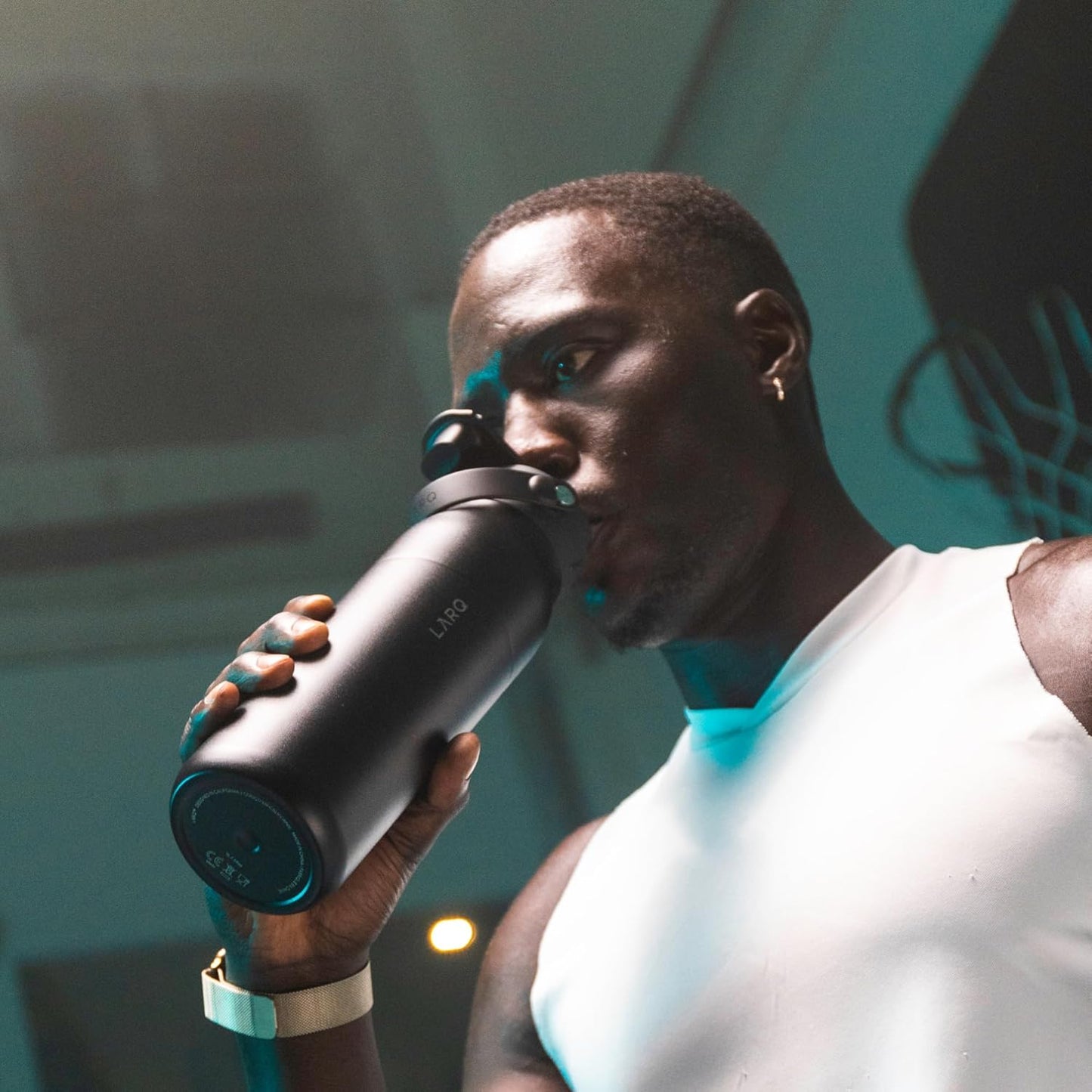 LARQ Bottle Swig Top 34oz - Insulated Stainless Steel Water Bottle With Built-In Silicone Handle | BPA Free | Reusable Water Bottle for Sports, Gym, and Travel, Obsidian Black