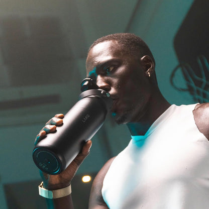 LARQ Bottle Swig Top 34oz - Insulated Stainless Steel Water Bottle With Built-In Silicone Handle | BPA Free | Reusable Water Bottle for Sports, Gym, and Travel, Obsidian Black