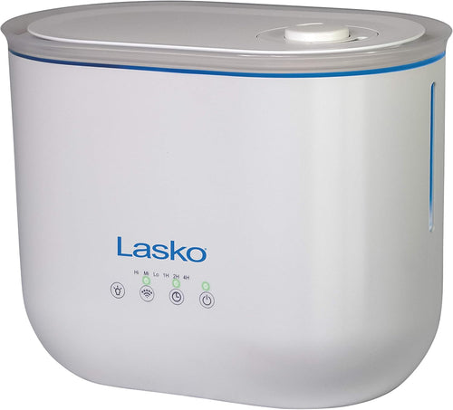 Lasko 3.5 L Cool Mist Ultrasonic Humidifier, Top Fill, 18 Hour Run Time on Low, 3 Mist Settings, Auto-Off Timer, Aromatherapy Tray, Filter Free, White, UH250