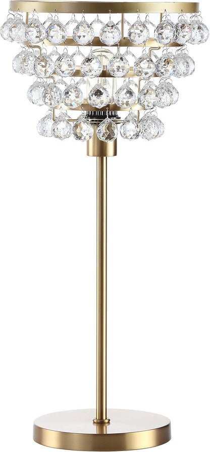 JONATHAN Y JYL9004A Buckingham 25" Crystal/Metal Table Lamp Modern Contemporary Bedside Desk Nightstand Lamp for Bedroom Living Room Office College Bookcase, Bronze