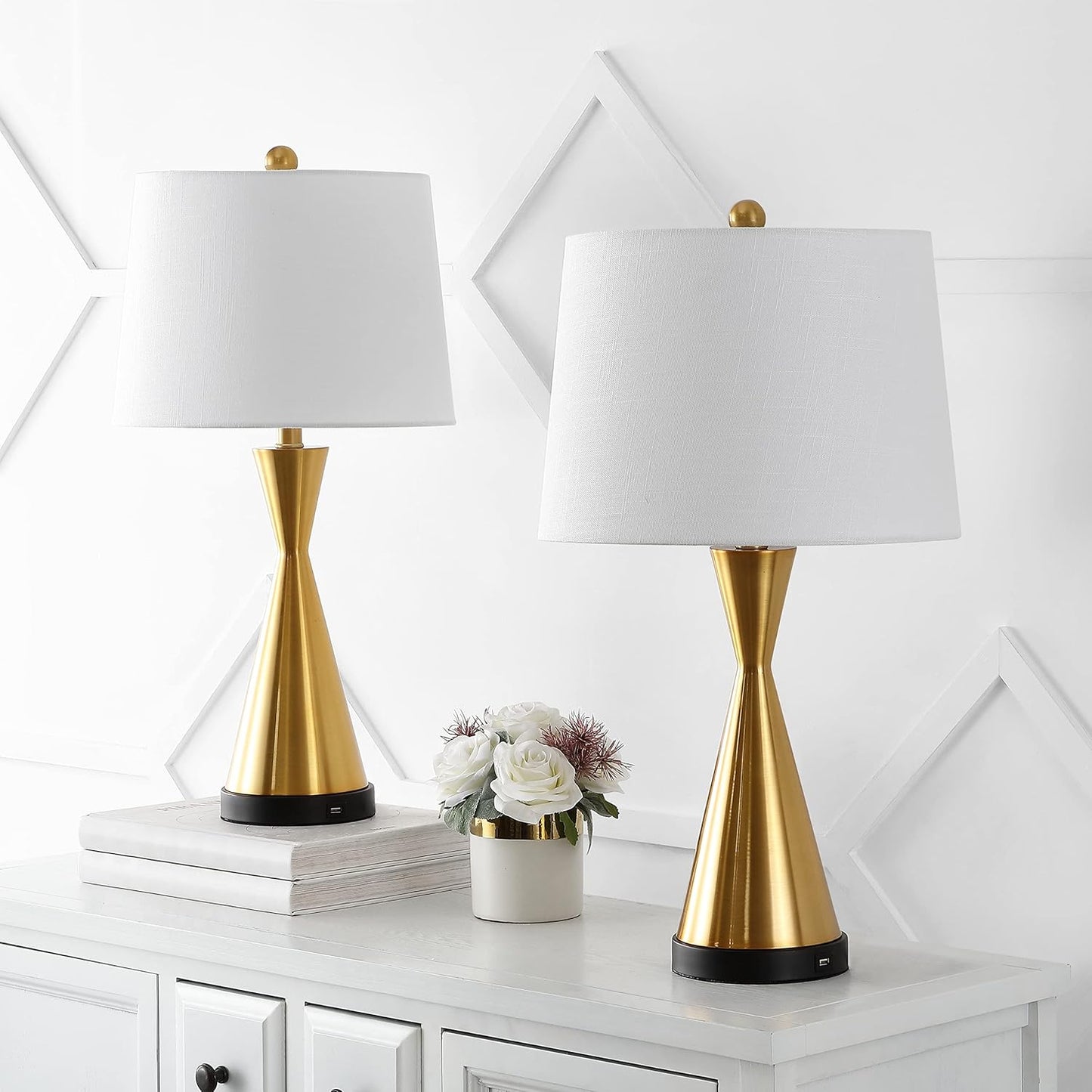 JONATHAN Y JYL4046C-SET2 Colton 26" Farmhouse Iron LED Table Lamp with USB Charging Port Classic Bedside Desk Nightstand Lamp for Bedroom Living Room Office, Oil Rubbed Bronze (Set of 2)