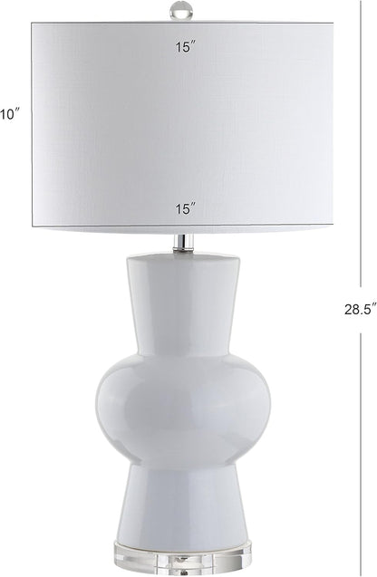 JONATHAN Y JYL4027A Julia 28.5" Ceramic LED Table Lamp Traditional Transitional Bedside Desk Nightstand Lamp for Bedroom Living Room Office College Bookcase LED Bulb Included, White