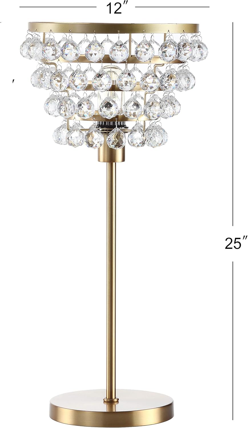 JONATHAN Y JYL9004A Buckingham 25" Crystal/Metal Table Lamp Modern Contemporary Bedside Desk Nightstand Lamp for Bedroom Living Room Office College Bookcase, Bronze