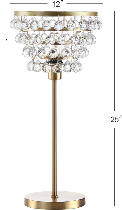 JONATHAN Y JYL9004A Buckingham 25" Crystal/Metal Table Lamp Modern Contemporary Bedside Desk Nightstand Lamp for Bedroom Living Room Office College Bookcase, Bronze