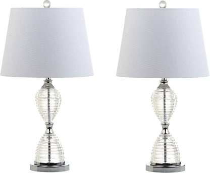 JONATHAN Y JYL2045A-SET2 Set of 2 Table Lamps Aubrey 24" Crystal LED Table Lamp Glam Contemporary Bedside Desk Nightstand Lamp for Bedroom Living Room Office College Bookcase, Clear