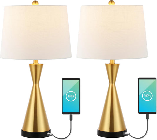 JONATHAN Y JYL4046C-SET2 Colton 26" Farmhouse Iron LED Table Lamp with USB Charging Port Classic Bedside Desk Nightstand Lamp for Bedroom Living Room Office, Oil Rubbed Bronze (Set of 2)