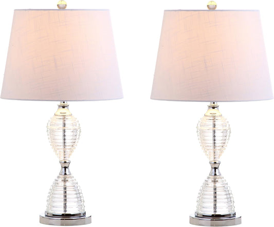 JONATHAN Y JYL2045A-SET2 Set of 2 Table Lamps Aubrey 24" Crystal LED Table Lamp Glam Contemporary Bedside Desk Nightstand Lamp for Bedroom Living Room Office College Bookcase, Clear