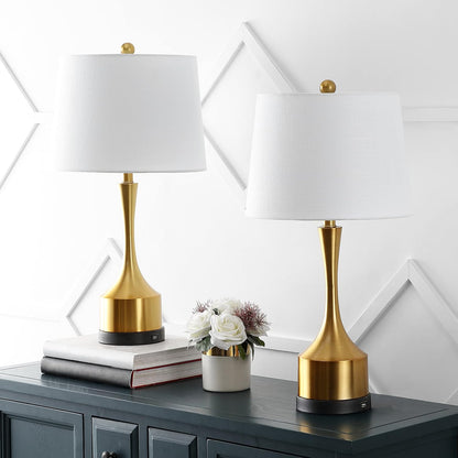 JONATHAN Y JYL4045C-SET2 Cooper 26" Farmhouse Iron LED Table Lamp with USB Charging Port Classic Bedside Desk Nightstand Lamp for Bedroom Living Room Office, Oil Rubbed Bronze (Set of 2)