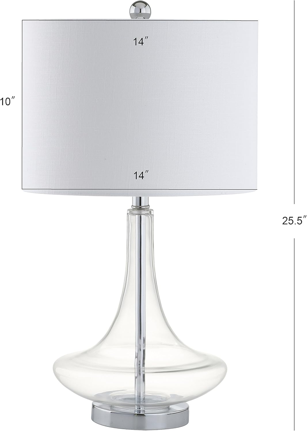 JONATHAN Y JYL1081C-SET2 Set of 2 Table Lamps Cecile 25.5" Glass Teardrop LED Table Lamp Contemporary Bedside Desk Nightstand Lamp for Bedroom Living Room Office College Bookcase, Clear