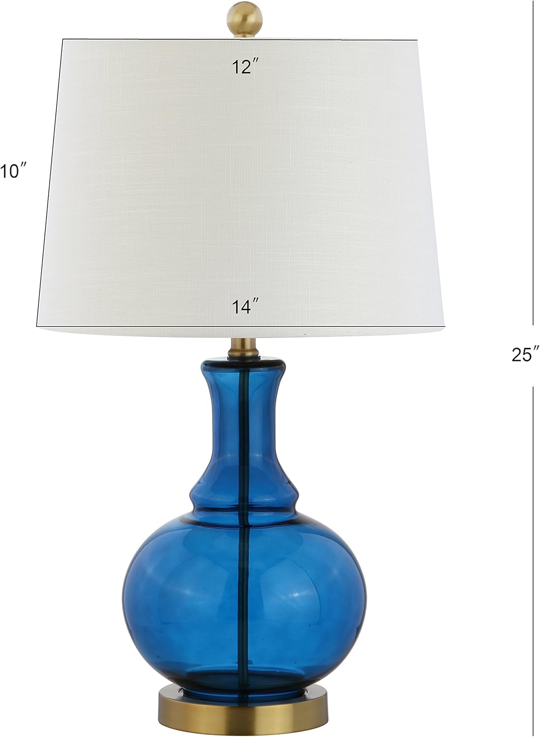JONATHAN Y JYL1068C-SET2 Set of 2 Table Lamps Lavelle 25" Glass LED Table Lamp Contemporary Transitional Bedside Desk Nightstand Lamp for Bedroom Living Room Office College Bookcase, Cobalt Blue