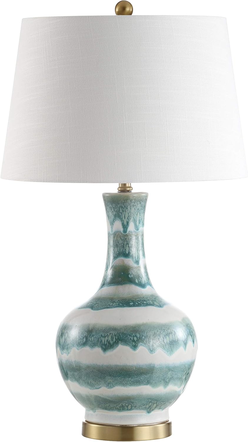 JONATHAN Y JYL3054A Tucker 30.5" Striped Ceramic/Metal LED Table Lamp Contemporary Transitional Bedside Desk Nightstand Lamp for Bedroom Living Room Office College Bookcase LED Bulb Included, Green