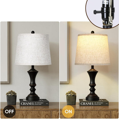 22-inch Vintage Table Lamp Set of 2, Linen Shade, Resin Base, Suitable for Bedroom Bedside Living Room Lamp Suitable for bedrooms, Living Rooms, Offices, Book(Retro Brown)