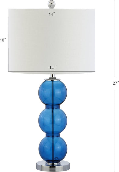 JONATHAN Y JYL1070A-SET2 Set of 2 Table Lamps Bella 27" Glass Triple-Sphere LED Table Lamp Contemporary Bedside Desk Nightstand Lamp for Bedroom Living Room Office College Bookcase, Clear/Brass