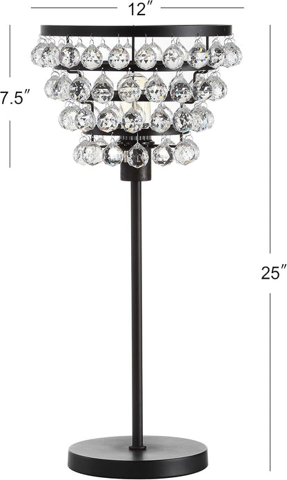 JONATHAN Y JYL9004A Buckingham 25" Crystal/Metal Table Lamp Modern Contemporary Bedside Desk Nightstand Lamp for Bedroom Living Room Office College Bookcase, Bronze