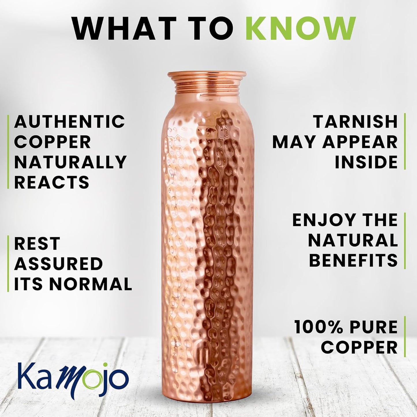 Copper Water Bottle for Drinking - Hammered 100% Pure Copper Tumbler with Leak Proof Lid, Removable Insulating Sleeve & Straw - Handcrafted Ayurvedic Cup for Water 32 fl oz