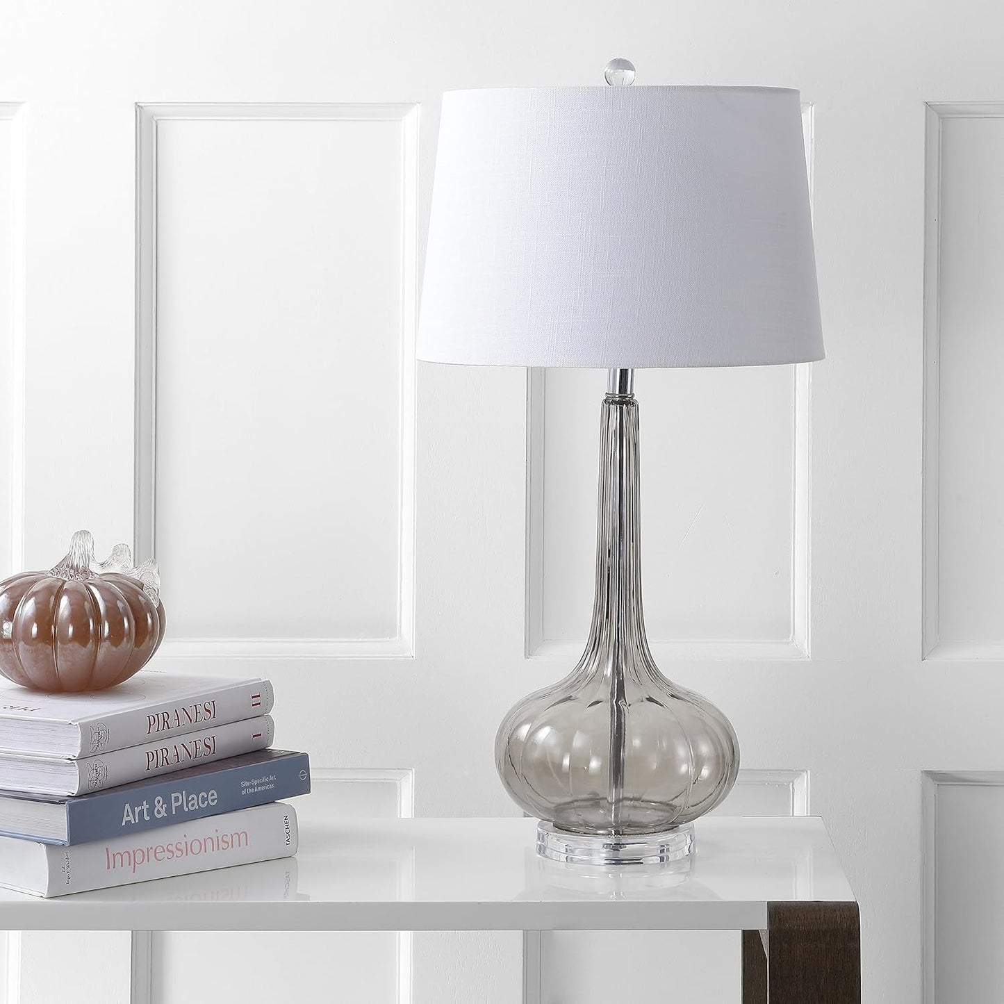 JONATHAN Y JYL1079B-SET2 Set of 2 Table Lamps Bette 28.5" Glass Teardrop LED Table Lamp Contemporary Bedside Desk Nightstand Lamp for Bedroom Living Room Office College Bookcase, Aqua