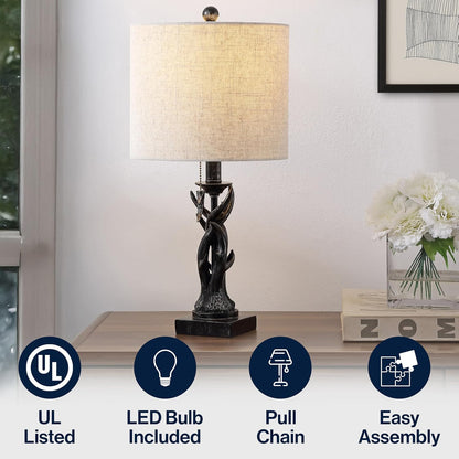 JONATHAN Y JYL1031B Gaston 20.5" Resin Mini LED Table Lamp for Living Room, Family Room, Dining Room, Bedroom, Hallway, Office, Antique Black